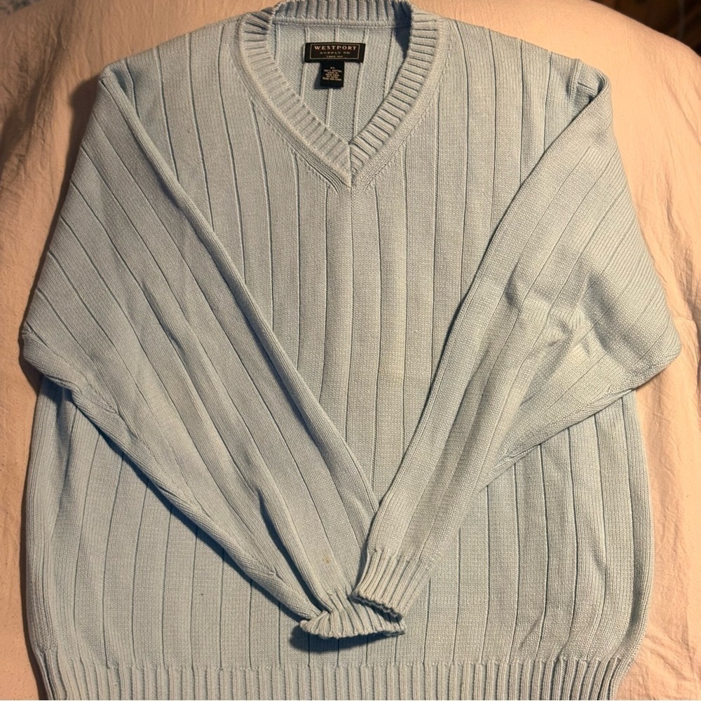 2/$20 Westport Men's Sky Blue V-Neck Sweater